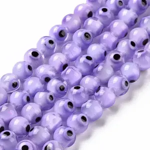 Handmade Evil Eye Lampwork Round Bead Strands