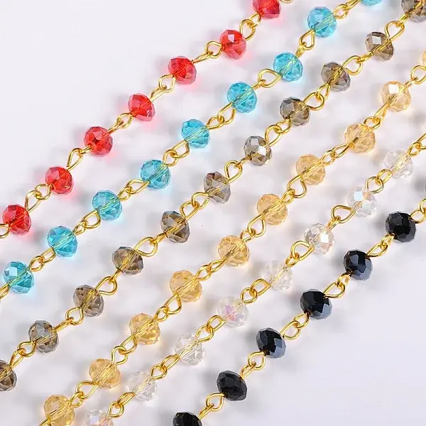 Handmade Rondelle Glass Beads Chains for Necklaces Bracelets Making