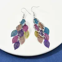 430 Stainless Steel Leaf Dangle Earrings