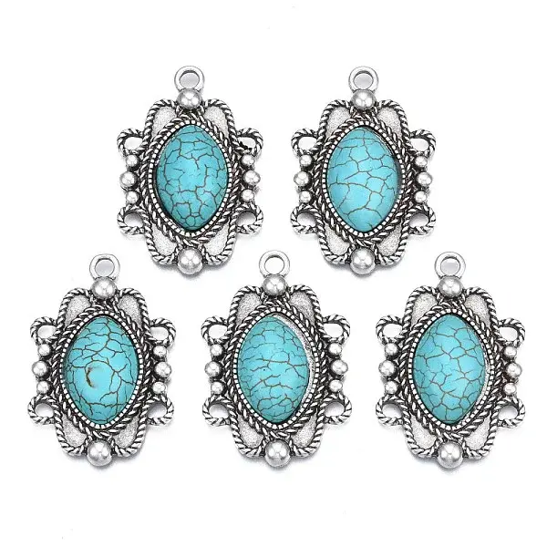 Synthetic Turquoise Pendants Settings for Enamel