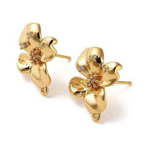 Brass Micro Pave Cubic Zirconia Stud Earring Findings
