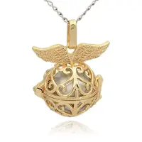 Golden Tone Brass Hollow Round Cage Pendants