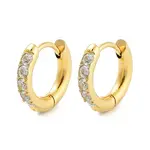 Ion Plating(IP) 304 Stainless Steel Micro Pave Clear Cubic Zirconia Huggie Hoop Earrings