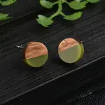 Opaque Resin & Walnut Wood Stud Earrings