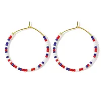 Independence Day American Flag Color Beads Hoop Earrings for Women