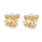 Christmas Theme Brass Pave Clear Cubic Zirconia Pendants