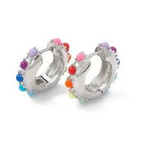 Colorful Resin Beaded Hoop Earrings