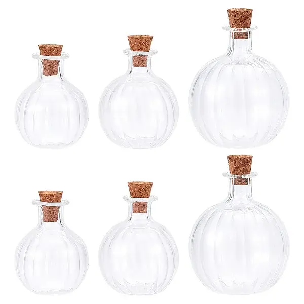 6Pcs 3 Style Chunky Glass Ball Wishing Bottle Ornament