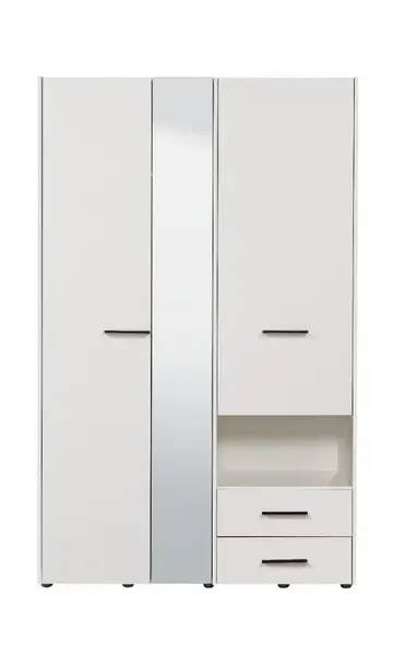 Šatníková skriňa so zrkadlom samuel 3d - biela