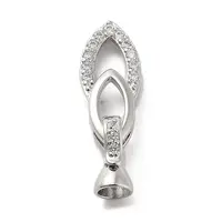 Rack Plating Brass Micro Pave Cubic Zirconia Ice Pick Pinch Bails