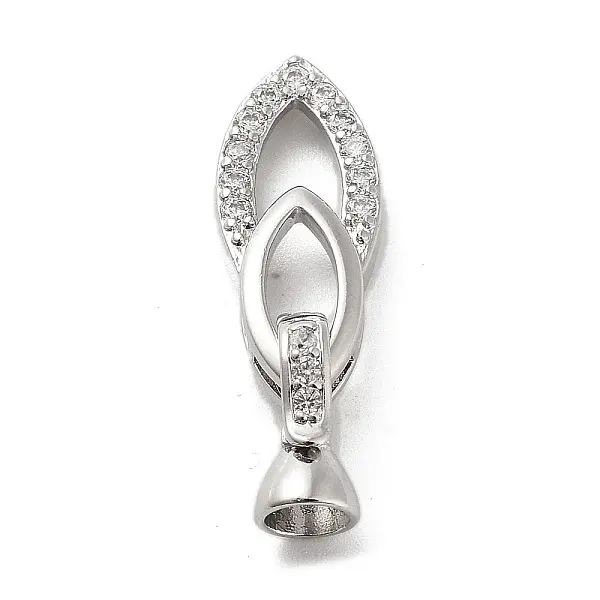Rack Plating Brass Micro Pave Cubic Zirconia Ice Pick Pinch Bails