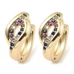 Brass with Colorful Cubic Zirconia Hoop Earrings