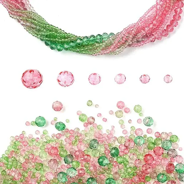 6 Styles Gradient Color Transparent Painted Glass Beads Strands