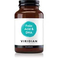 Viridian Nutrition Folic Acid with DHA kapsle pro ženy těhotné, kojící nebo plánující těhotenství 90 cps