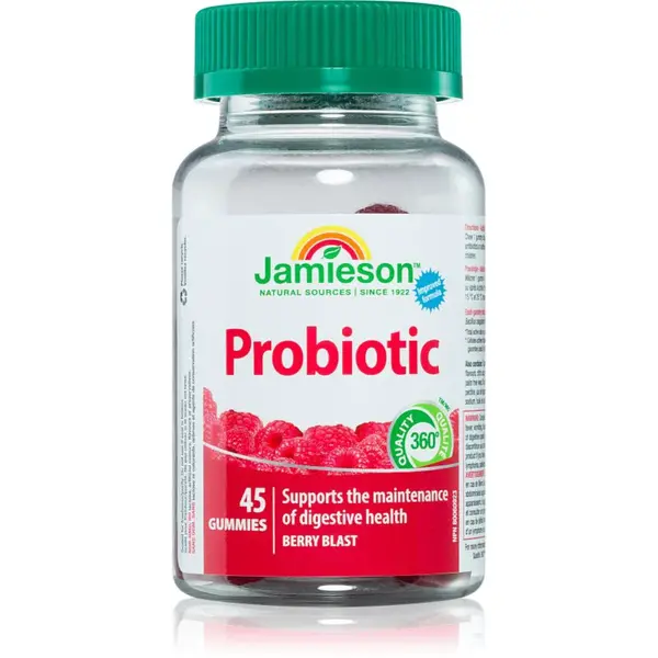 Jamieson Probiotic Gummies pastilky pro podporu trávení příchuť Raspberry 45 ks