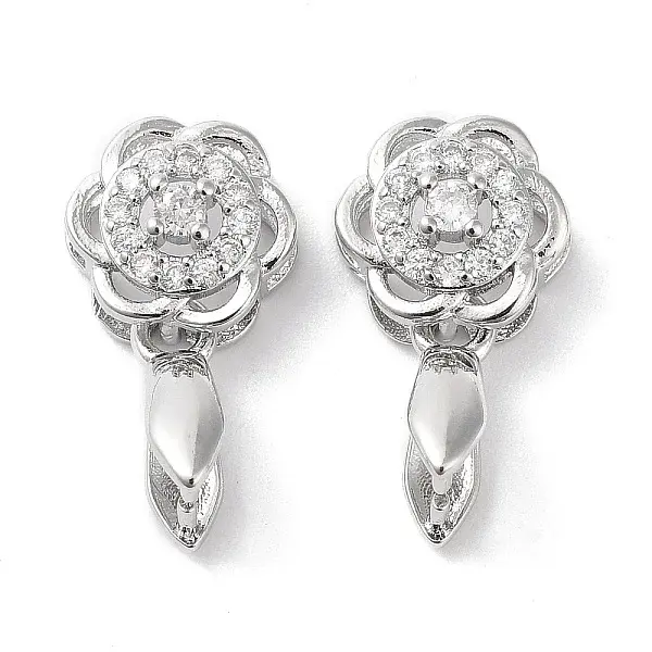Brass Micro Pave Cubic Zirconia Ice Pick Pinch Bails