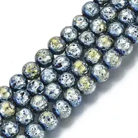 Electroplated Natural Lava Rock Beads Strands