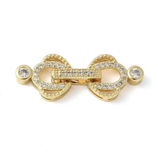 Brass Pave Clear Cubic Zirconia Fold Over Clasps