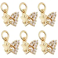 10Pcs Brass Micro Pave Cubic Zirconia Charms