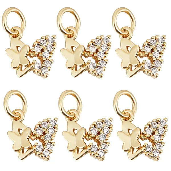 10Pcs Brass Micro Pave Cubic Zirconia Charms