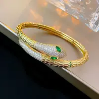 Brass Micro Pave Cubic Zirconia Bangles for Women