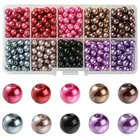 1Box Mixed Style Round Glass Pearl Beads