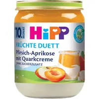 Hipp BIO ovocný duet broskyňa - marhuľa s tvarohovým krémom detský príkrm 160 g