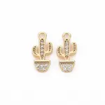 Brass Micro Pave Clear Cubic Zirconia Charms