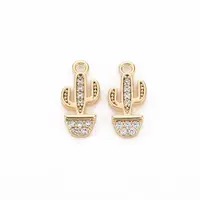 Brass Micro Pave Clear Cubic Zirconia Charms