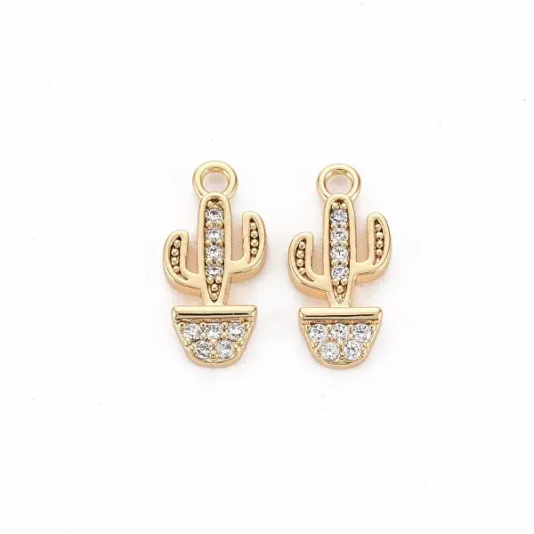 Brass Micro Pave Clear Cubic Zirconia Charms
