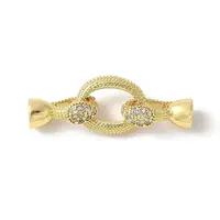 Brass Micro Pave Clear Cubic Zirconia Fold Over Clasps