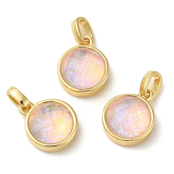 Rack Plating Brass with Synthetic Opal Pendants