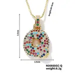 Brass Pave Colorful Cubic Zirconia Letter Pendant Box Chain Necklaces