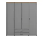 Šatní skříň 4d lotta - šedá/dub artisan