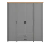 Šatní skříň 4d lotta - šedá/dub artisan