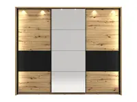 Posuvná skříň 270 se zrcadlem a led rámem nathan - dub artisan/černá