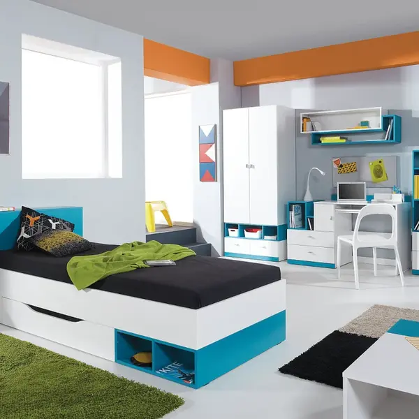 Dětský/studentský pokoj moli c - bílý lux/tyrkys