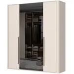 Čtyřdveřová šatní skříň se zrcadlem a osvětlením renfri - kašmír