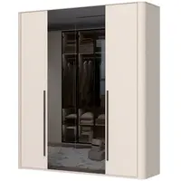 Čtyřdveřová šatní skříň se zrcadlem a osvětlením renfri - kašmír