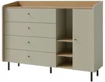 Široká kombinovaná komoda rudy - zelená/dub písečný