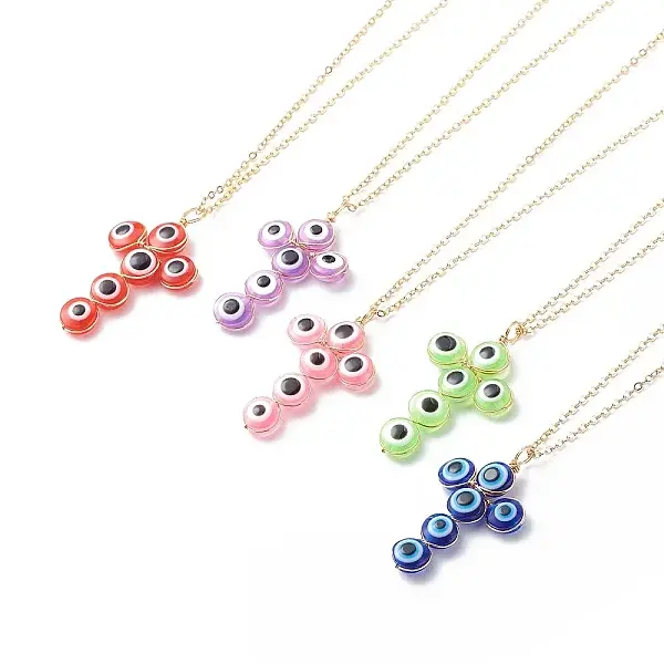 Evil Eye Resin Pendant Necklaces for Women