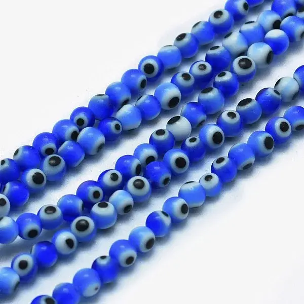 Handmade Evil Eye Lampwork Round Bead Strands