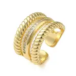 Brass Micro Pave Cubic Zirconia Open Cuff Ring