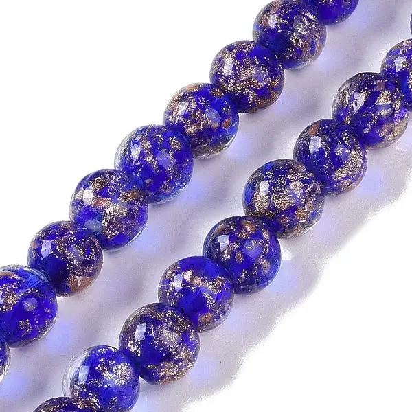 Handmade Gold Sand Lampwork Beads