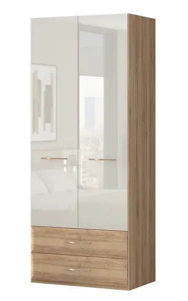 Kombinovaná skříň 2d hagop-ořech pacifik/béžová - s osvětlením