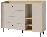 Široká kombinovaná komoda rudy - béžová/dub olejovaný