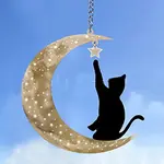 Acrylic Moon and Angel Cat Pendant Decoration