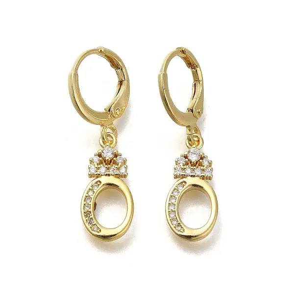 Brass Clear Cubic Zirconia Hoop Earrings