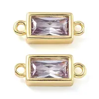 Brass Pave Glass Rectangle Connector Charms