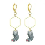 Rack Plating Alloy Cat Dangle Leverback Dangle Earrings